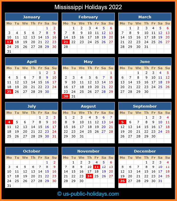 Mississippi State Fall 2022 Calendar