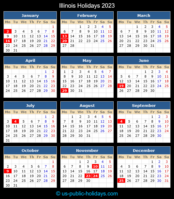 Illinois Holiday Calendar 2023