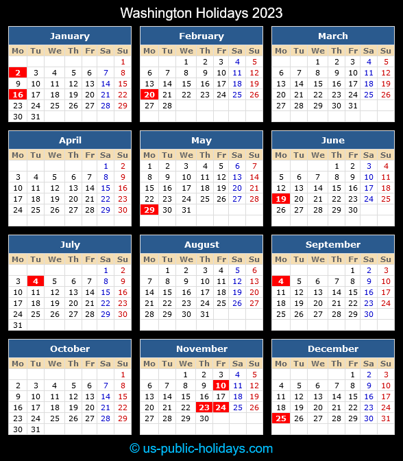 Washington Holidays 2023