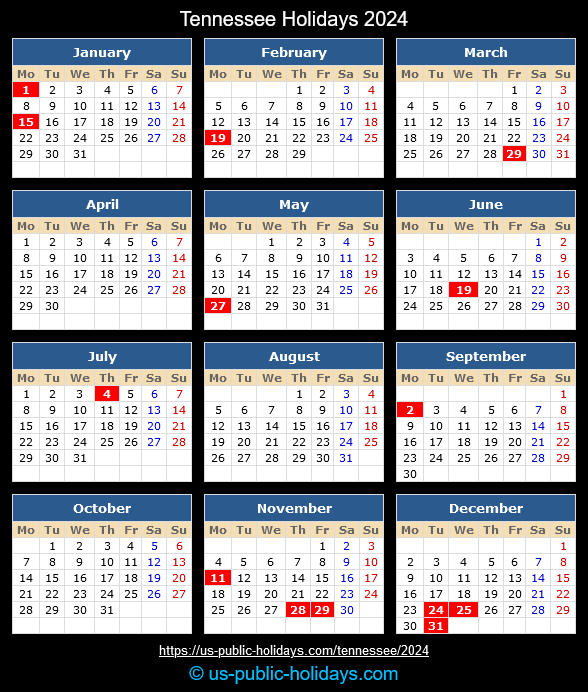 Tennessee State Holidays 2024 Calendar