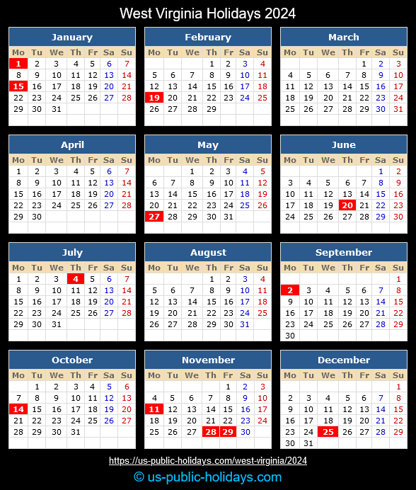 West Virginia State Holidays 2024 Calendar