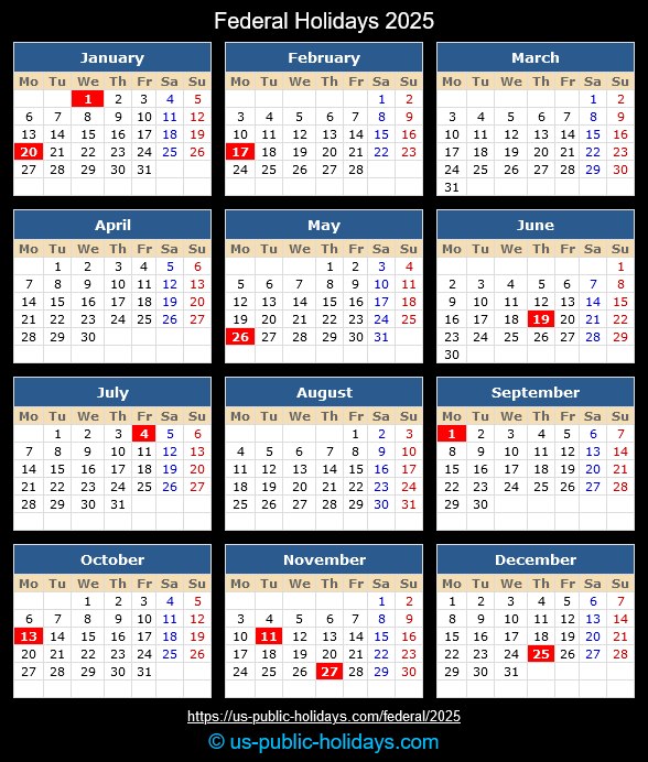 Federal Holiday Calendar 2025